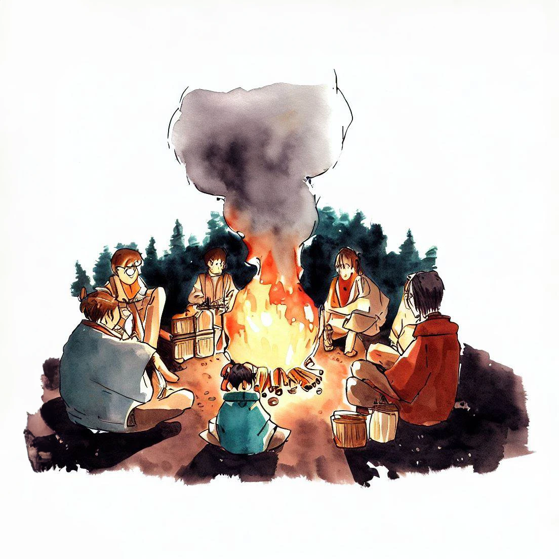 Unlock Hearts: Harness Storytelling for Profound Marketing Engagement 7 people surrounding a campfire