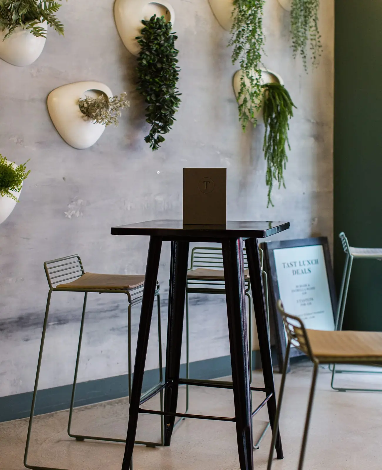 trendy restaurant with high chair